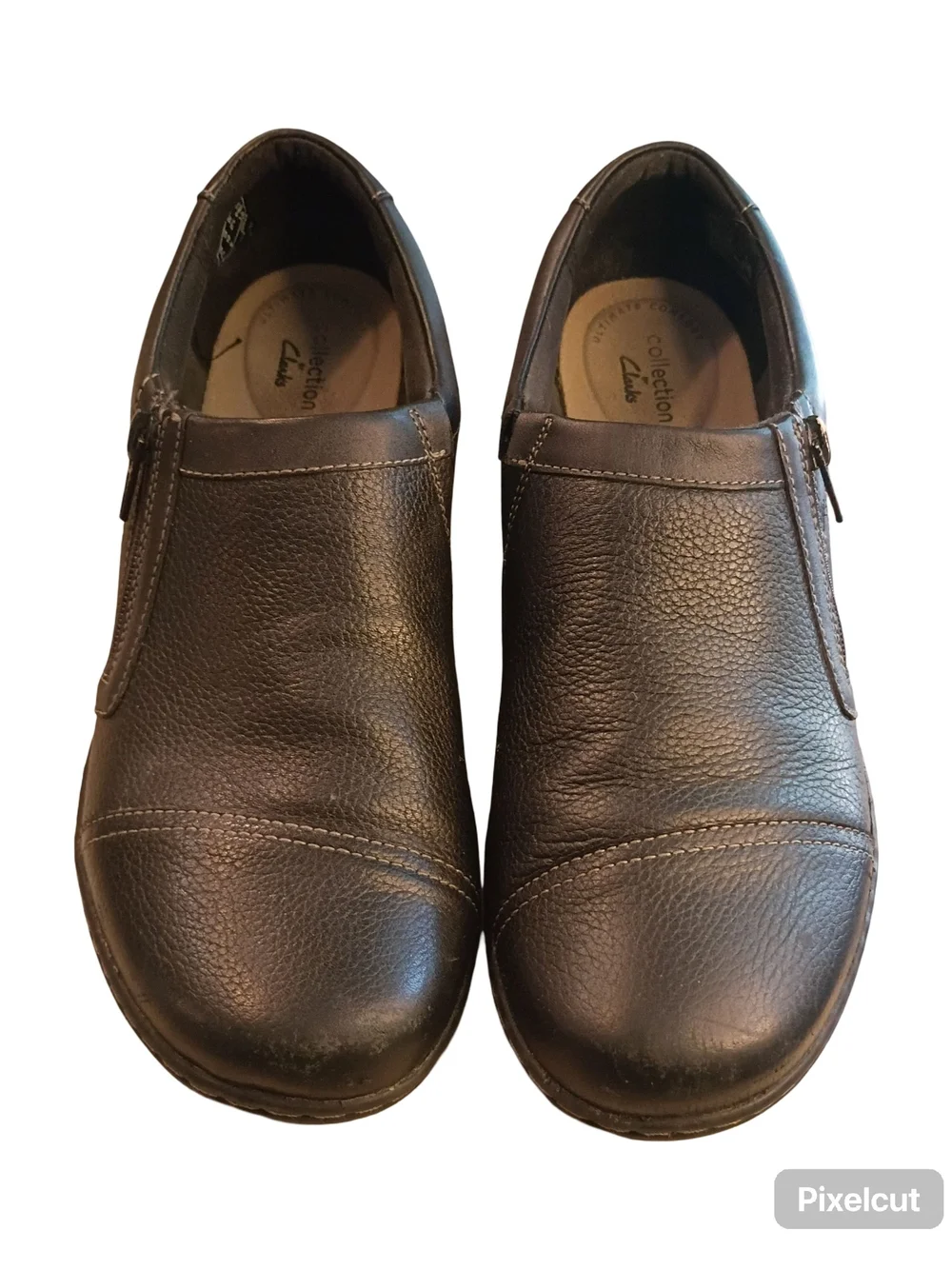 Clarks Cora Giny Black Leather Zip Loafers Women's Size 10